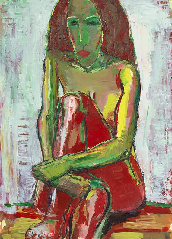 Giebe, Hubertus - &Ouml;l auf Hartfaserplatte