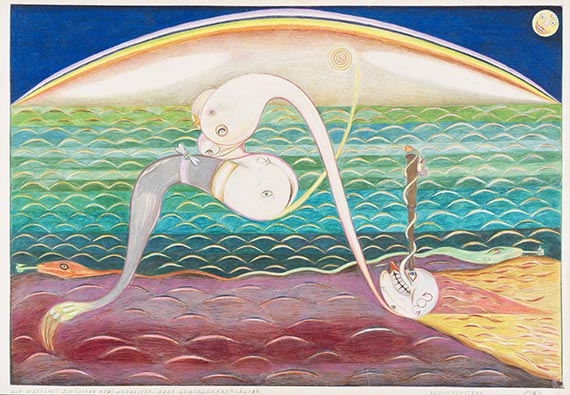 Schr&ouml;der-Sonnenstern, Friedrich - Farbstiftzeichnung